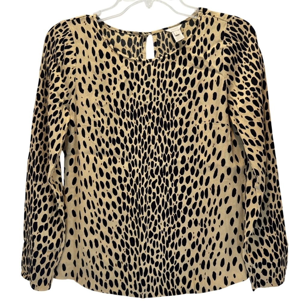 J Crew Animal Print Blouse Top Size 2 Mob Wife Office Business Elegant Chic
